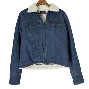 Vintage Steve & Barry's Sherpa Denim Trucker Jackets Womens Sz M 90s Farmcore